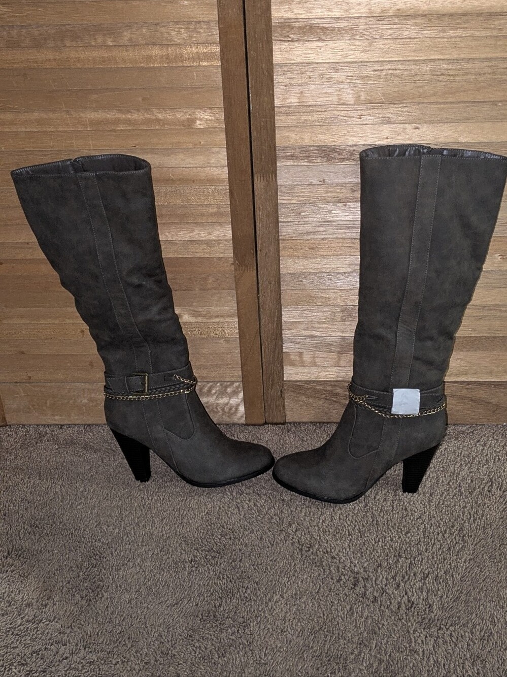 JustFab Women's Tall Heeled Fashion Boots - Dark Gray